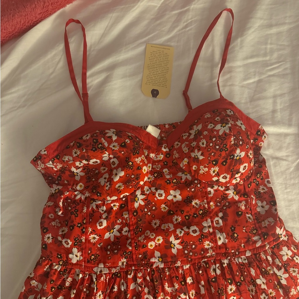 Red dress with flowers